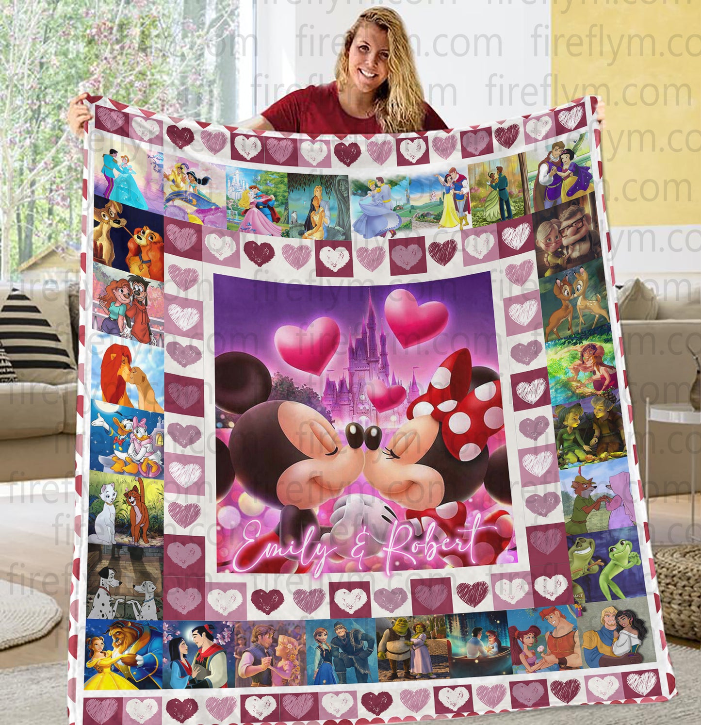 Personalized Disney Couples Customize Fleece Blanket