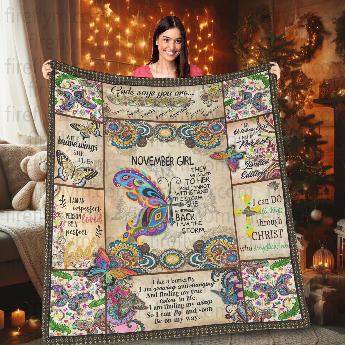 Personalized November Girl Blanket Gift