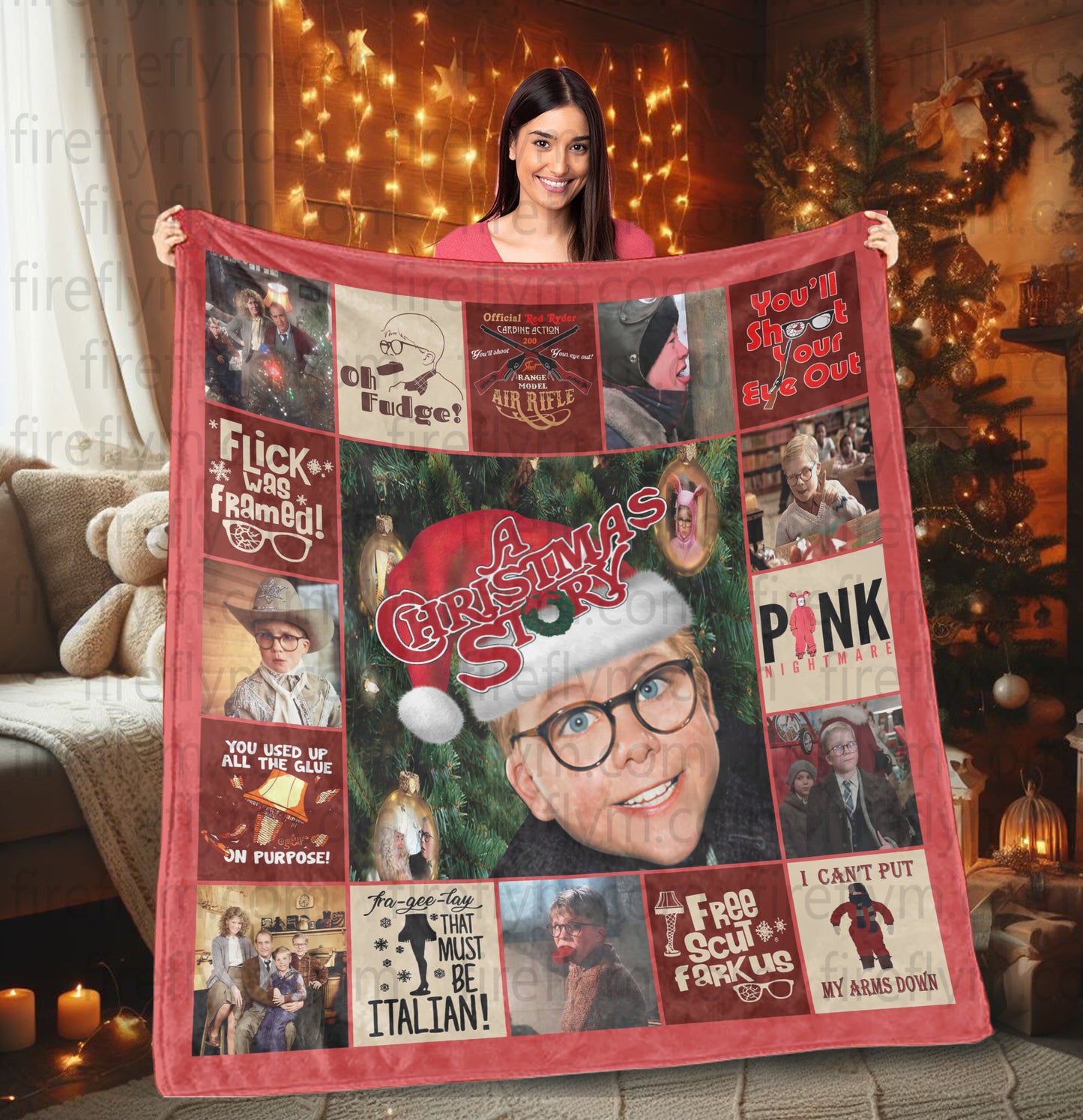 Personalized A Christmas Story Blanket, Christmas Movies Blanket, Christmas Vacation