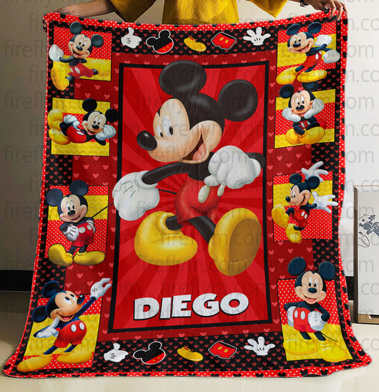 Personalized Blanket, Custom Name Disney Mickey Mouse Blanket