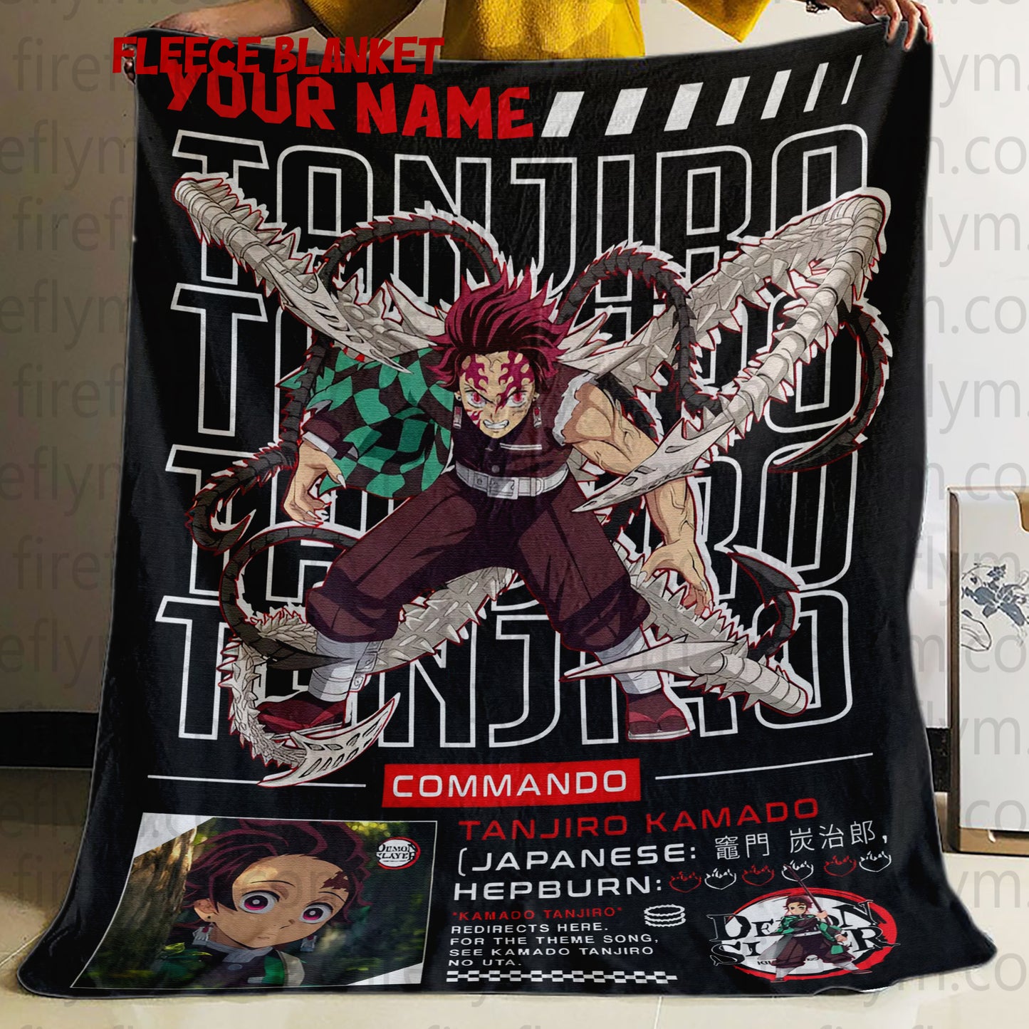 Demon Slayer Tapestry Throw, Anime Hand Woven Cozy Blanket | Anime Tapestry Throw, Anime Woven Blanket, Fan Gift Fleece Blanket