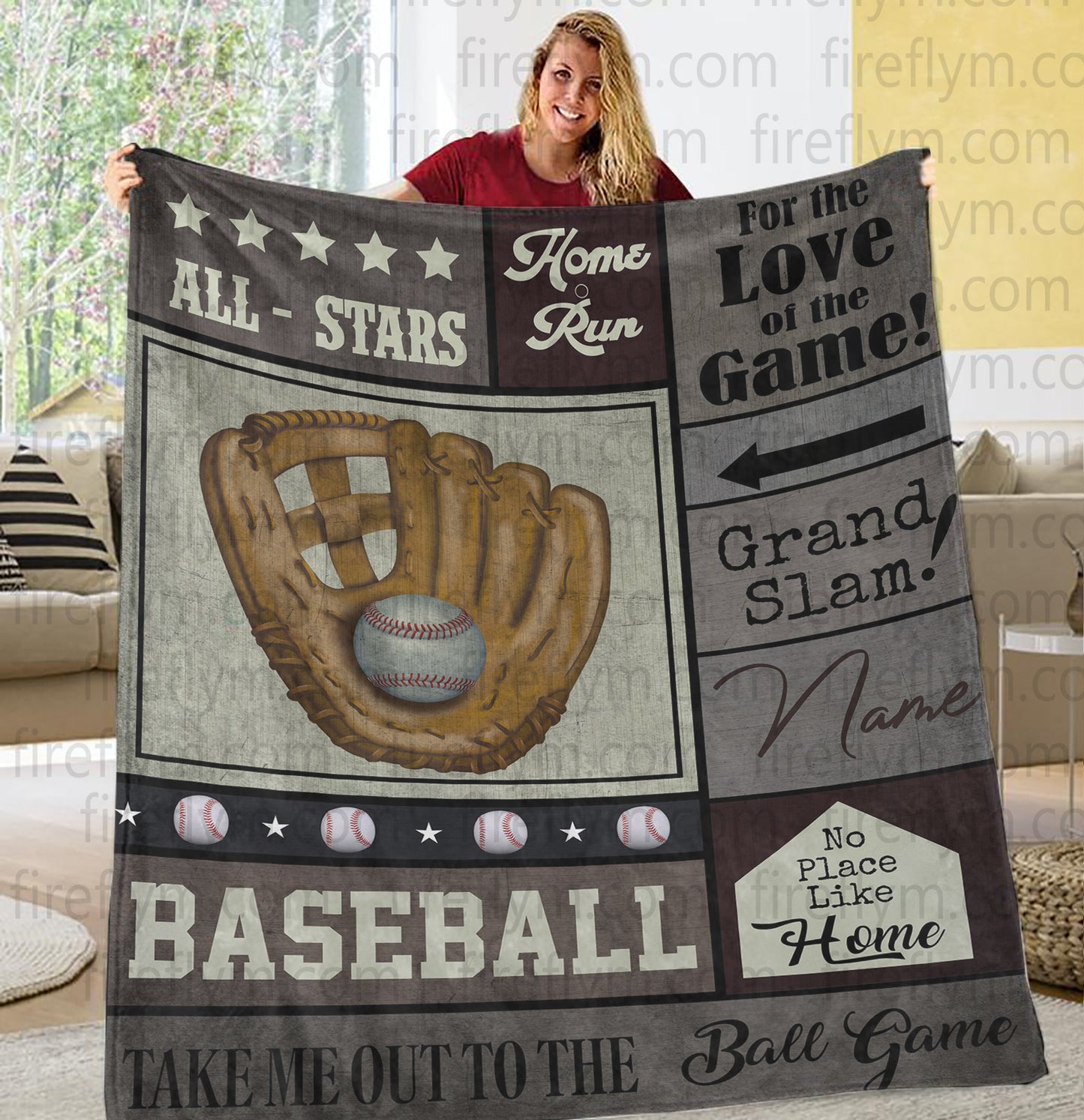 Personalized Baseball Fleece Blanket Great Customized Blanket Gifts For Birthday Christmas