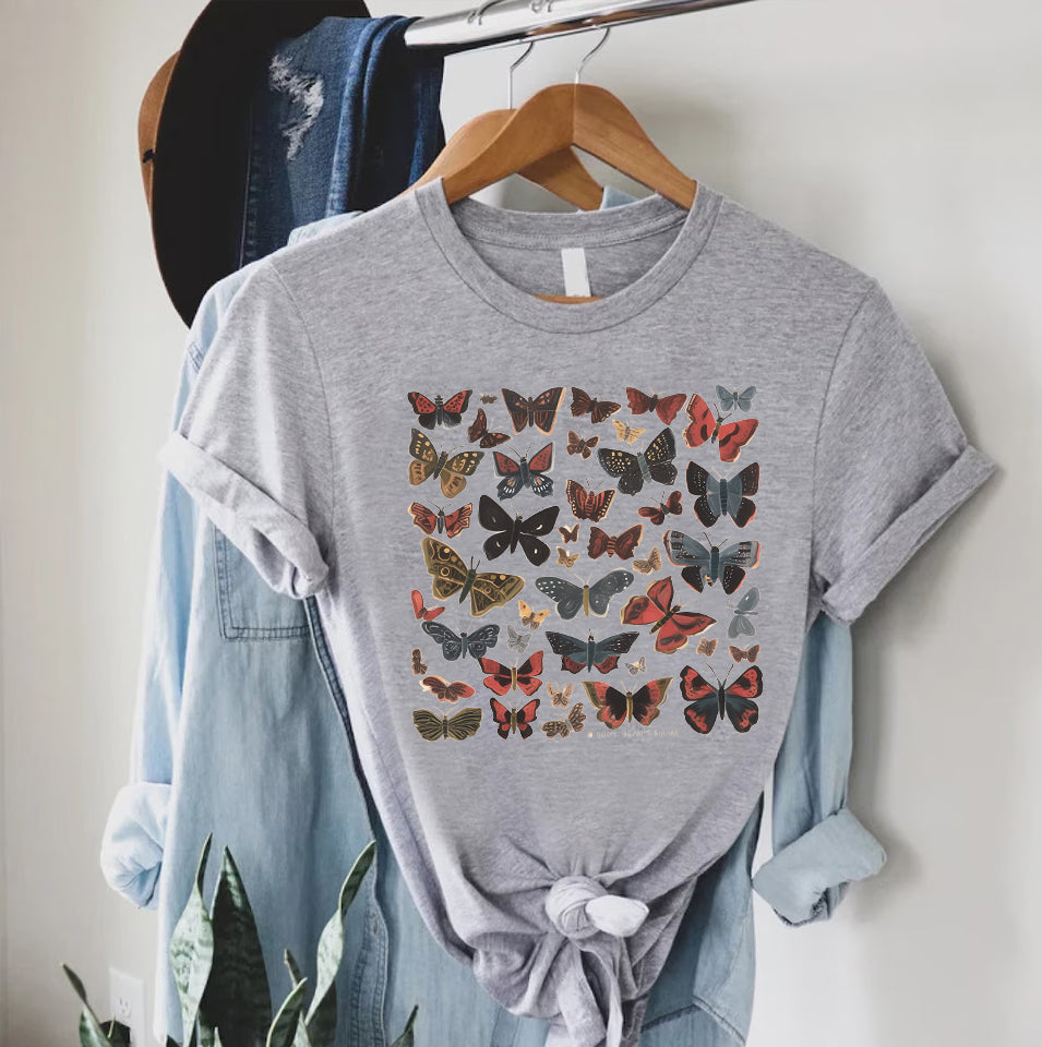 Vintage Butterfly & Moth TShirt,  Gift For Her, Nature Lover Tee, Boho Clothing