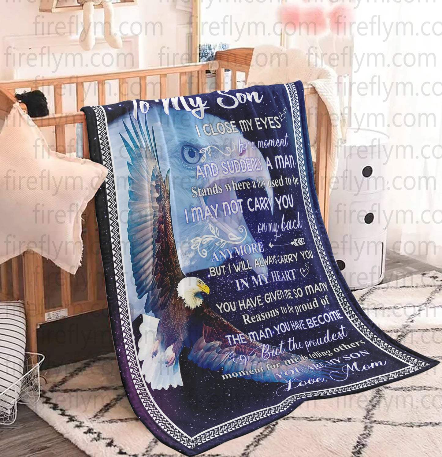 Personalized Eagle to My Son Fleece Blanket