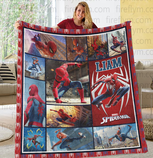 Personalized Amazing Spiderman Fleece Blanket