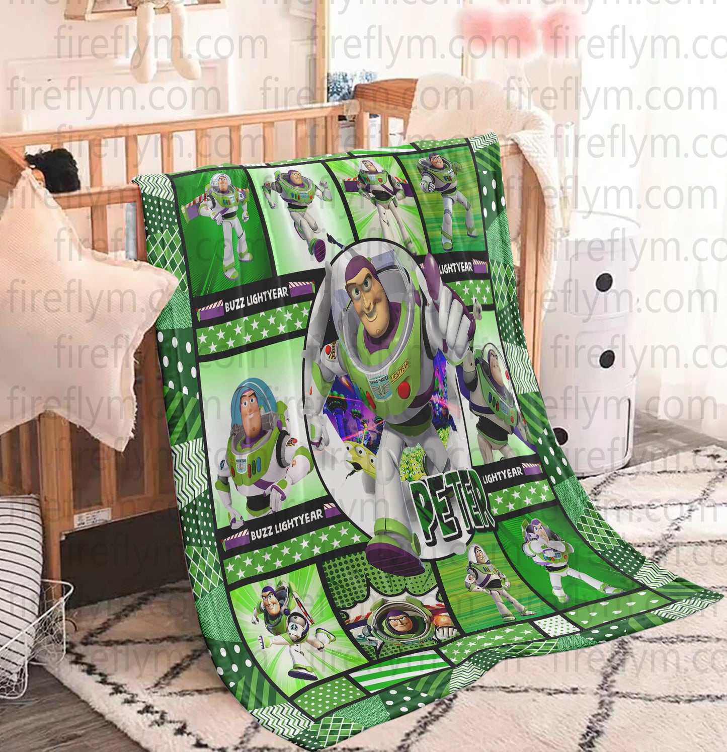 Personalized Buzz Lightyear Fleece Blanket, Disney Buzz Lightyear Fleece Blanket