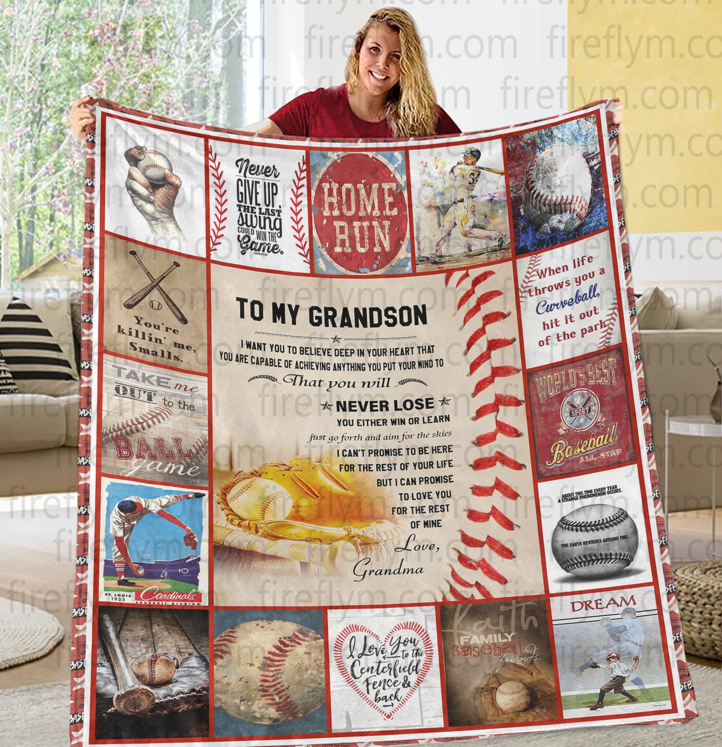 Personalized To My Grandson from Grandpa Baseball Fleece Blanket Gift