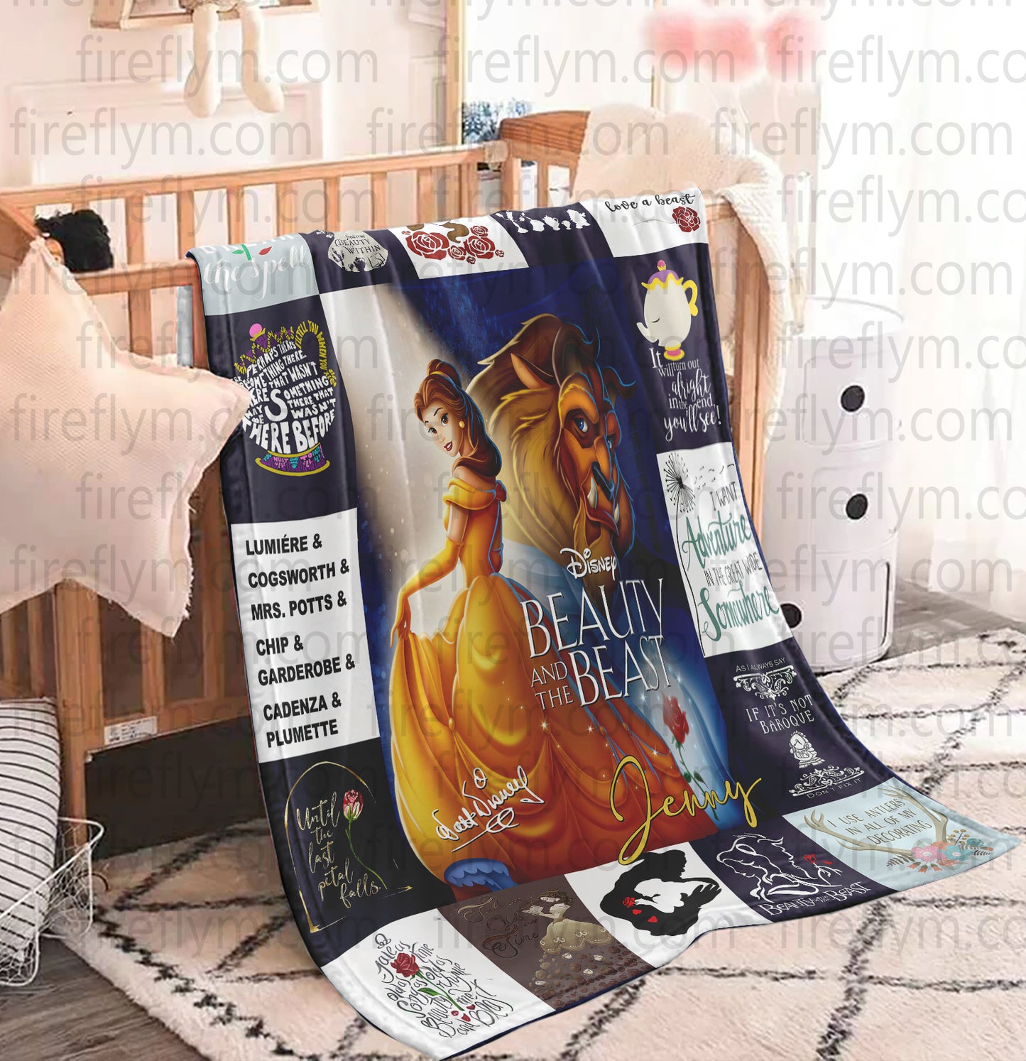 Personalized Disney Beauty And The Beast Blanket