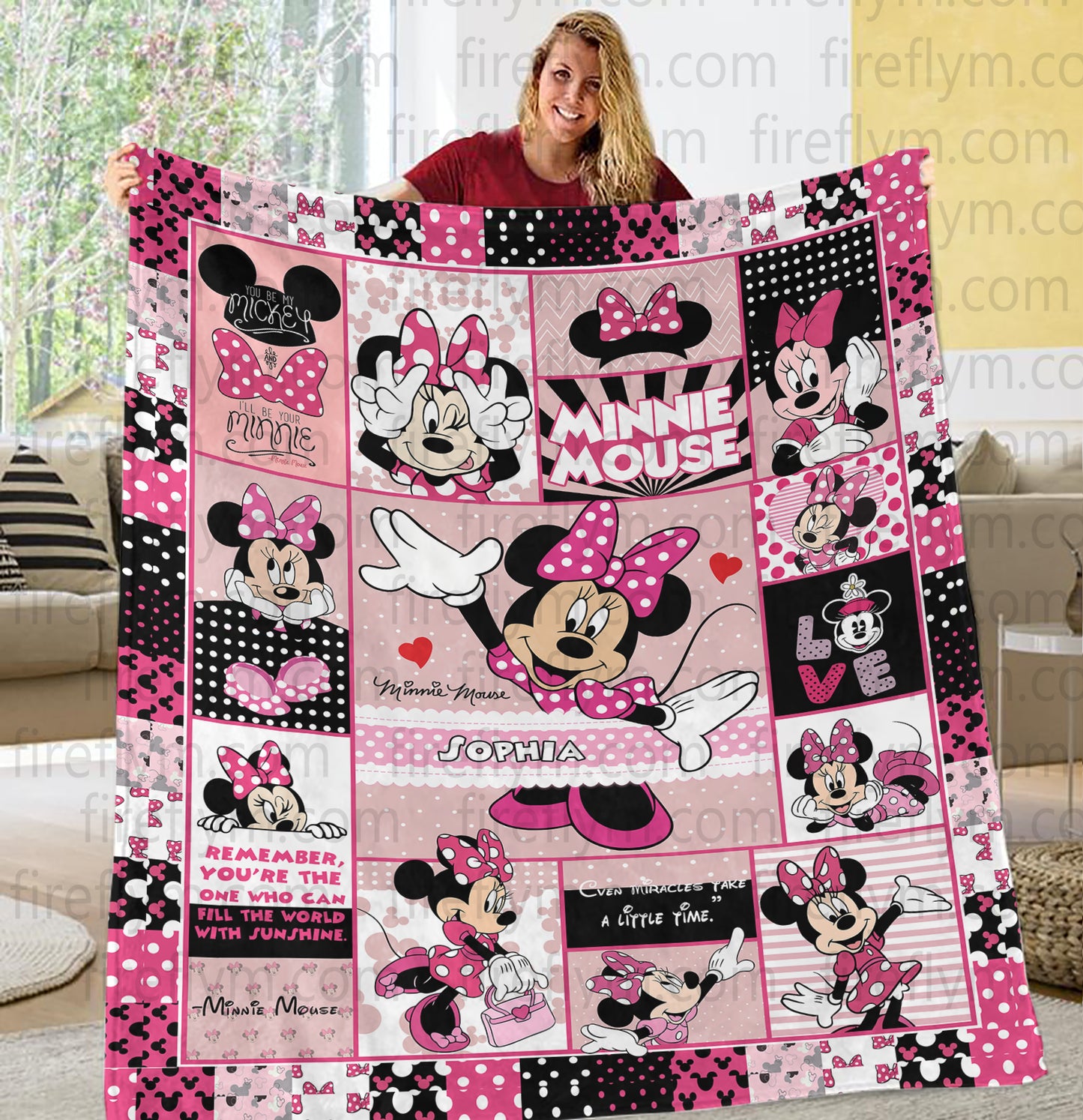 Personalized Disney Mickey Minnie Throw Blanket All Season Light Weight Blanket