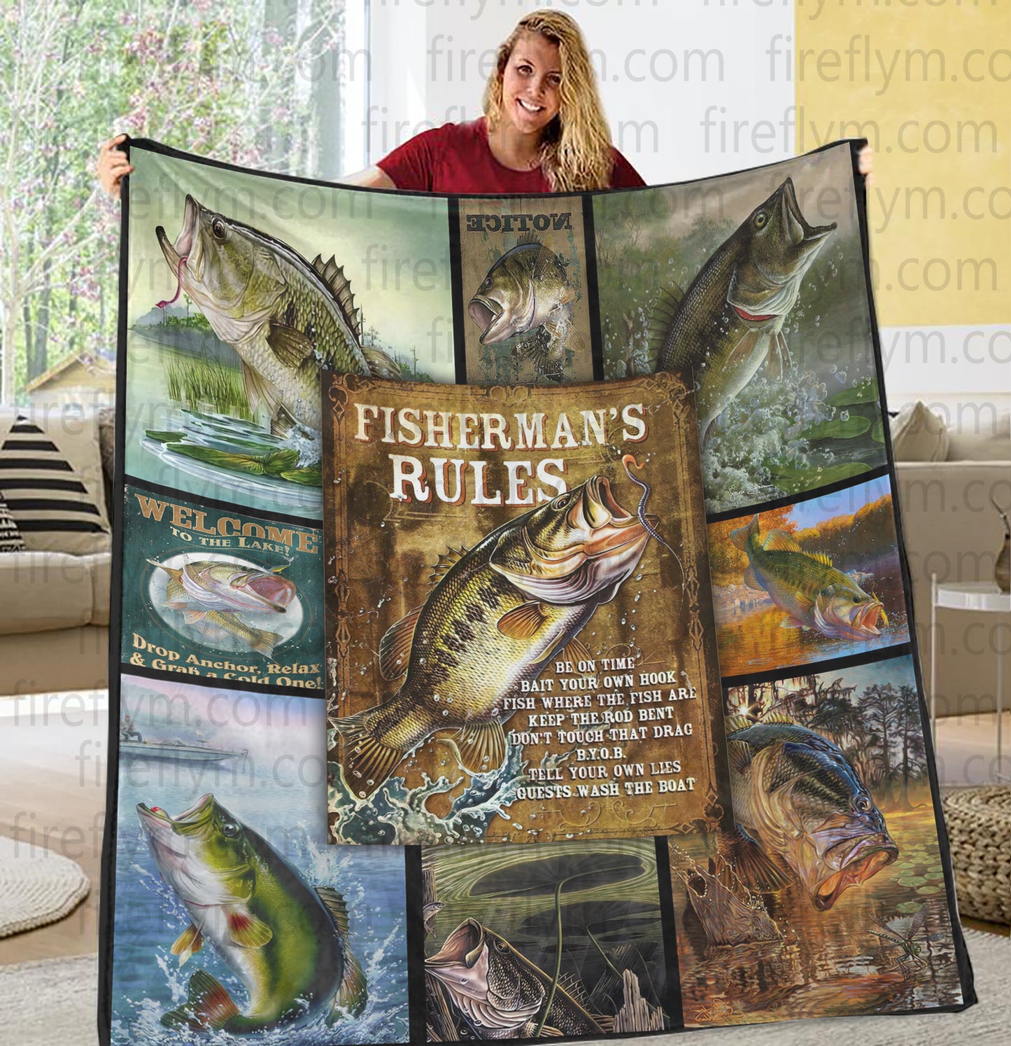 Personalized Bass Fishing Blanket