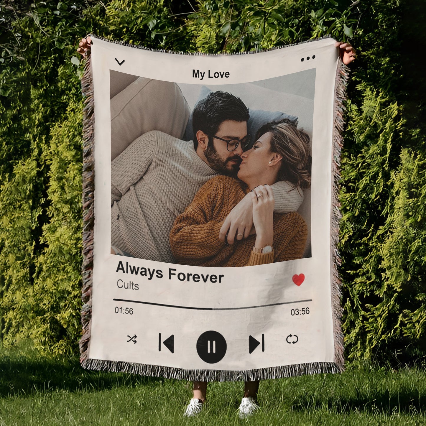 Custom Spotify Photo Blanket, Personalized Music Blanket With Your Song, Album Cover Song Blanket, Wedding Gift, Anniversary Gifts