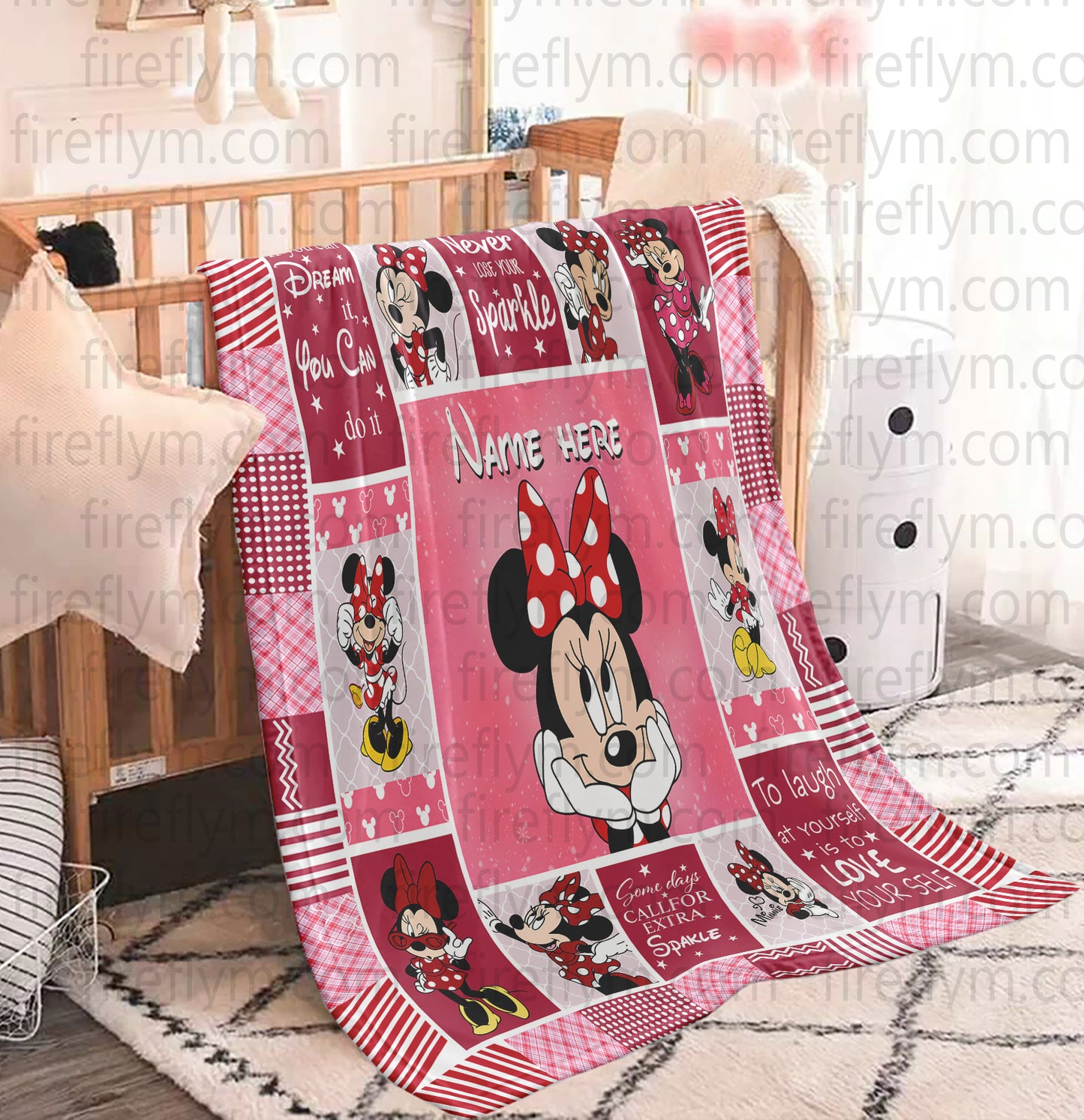 Personalized Disney Minnie Mouse Blanket