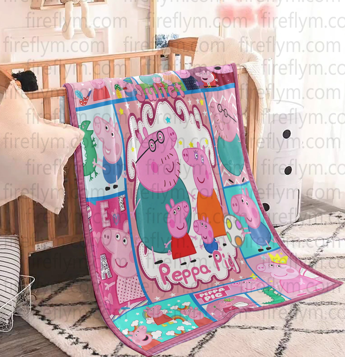 Personalized Family Pig Fleece Blanket, Disney Family Pig Fleece Blanket