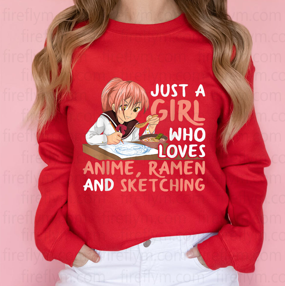 Just a Girl Who Loves Ramen, Anime, and Drawing - Japanese Tee