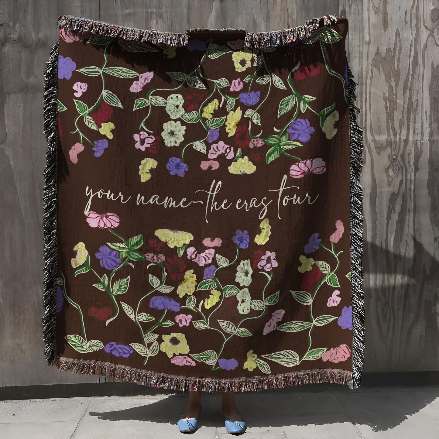 Personalized The Eras Tour Woven Blanket, Custom Blanket, Personalized Gift, Floral Blanket, Acoustic Set Piano Flowers