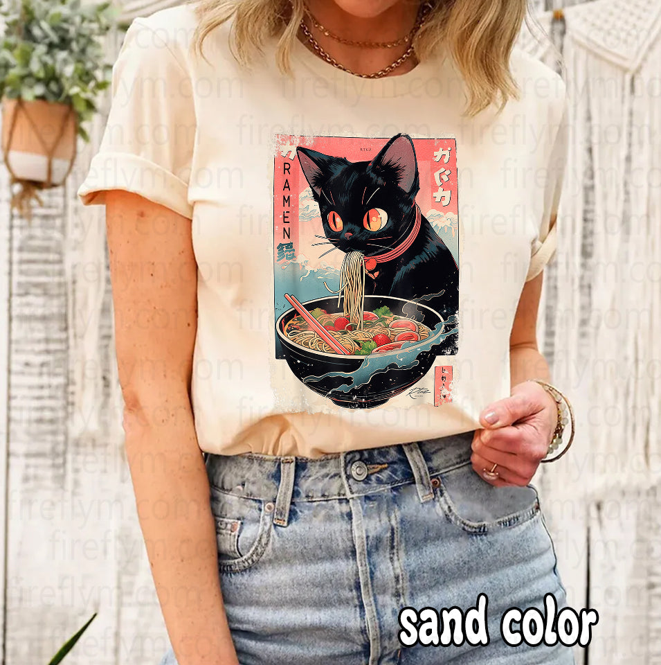 Funny Cat Ramen Graphic Tee – Kawaii Anime Style T-Shirt