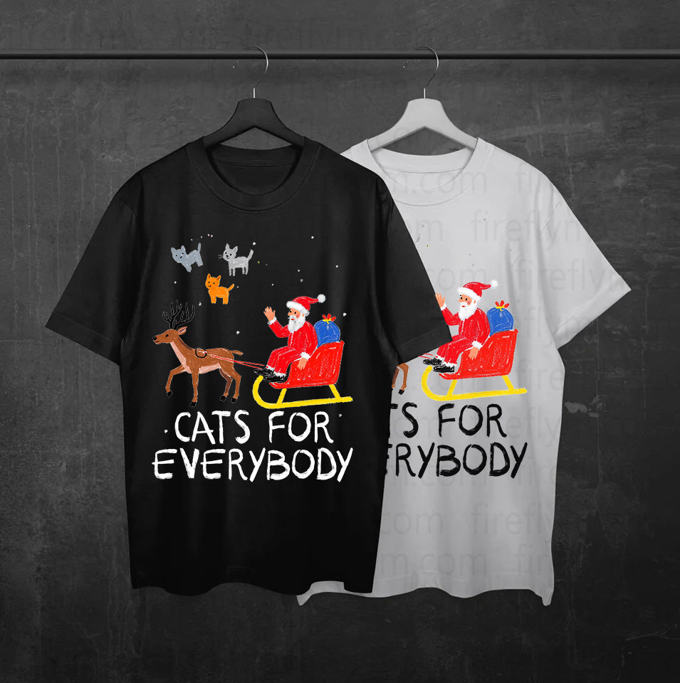 Cats For Everybody Christmas Cat Funny Xmas Women Santa T-Shirt