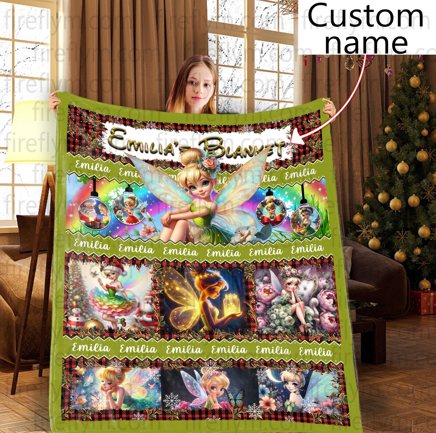 Personalized Disney Princess Blanket, Tinkerbell Disneyland Baby Girl Trip Blanket, Tinkerbell Princess Birthday Girl Blanket