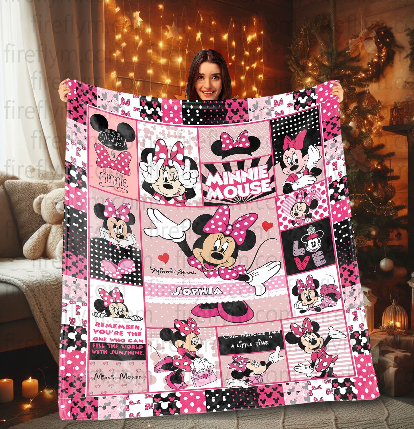 Personalized Disney Mickey Minnie Throw Blanket All Season Light Weight Blanket