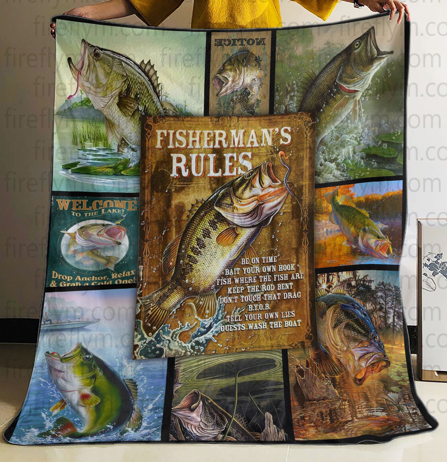 Personalized Bass Fishing Blanket