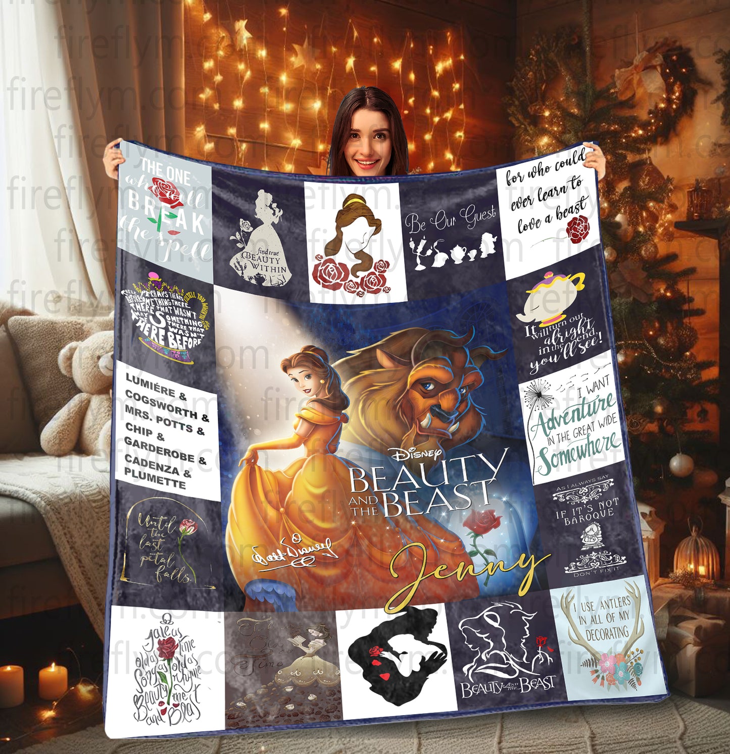 Personalized Disney Beauty And The Beast Blanket