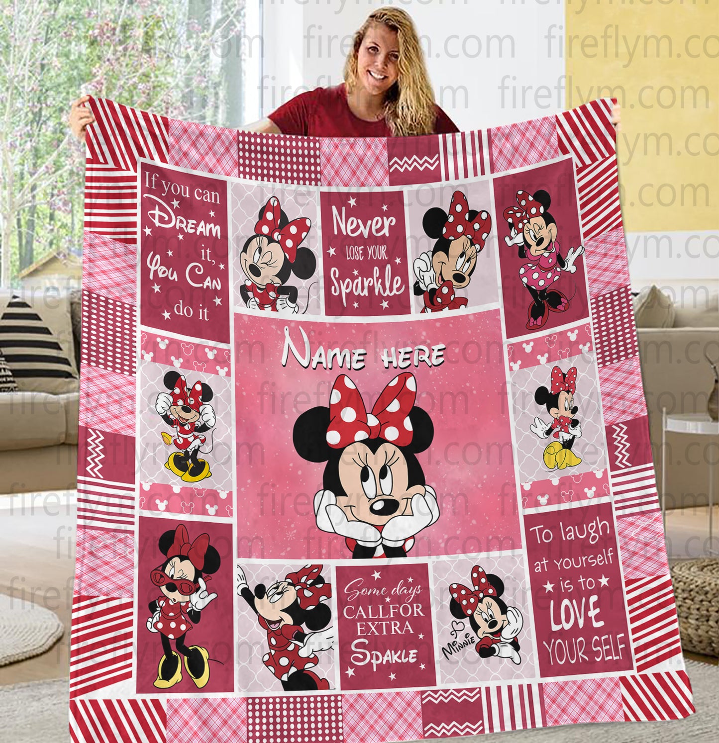 Personalized Disney Minnie Mouse Blanket