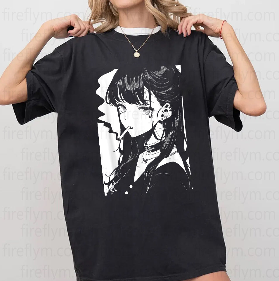 Otaku Style: Aesthetic Horror Anime Girl Tee