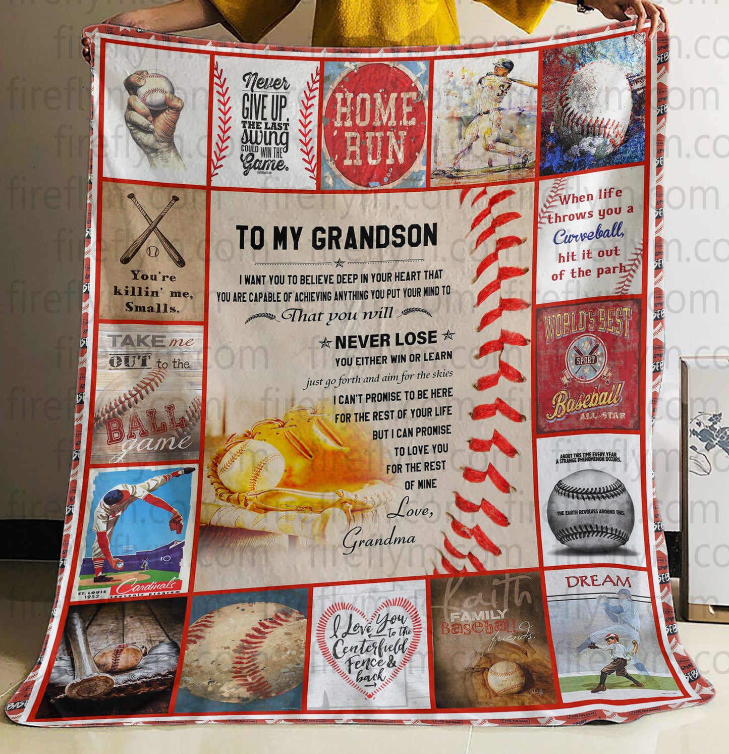 Personalized To My Grandson from Grandpa Baseball Fleece Blanket Gift