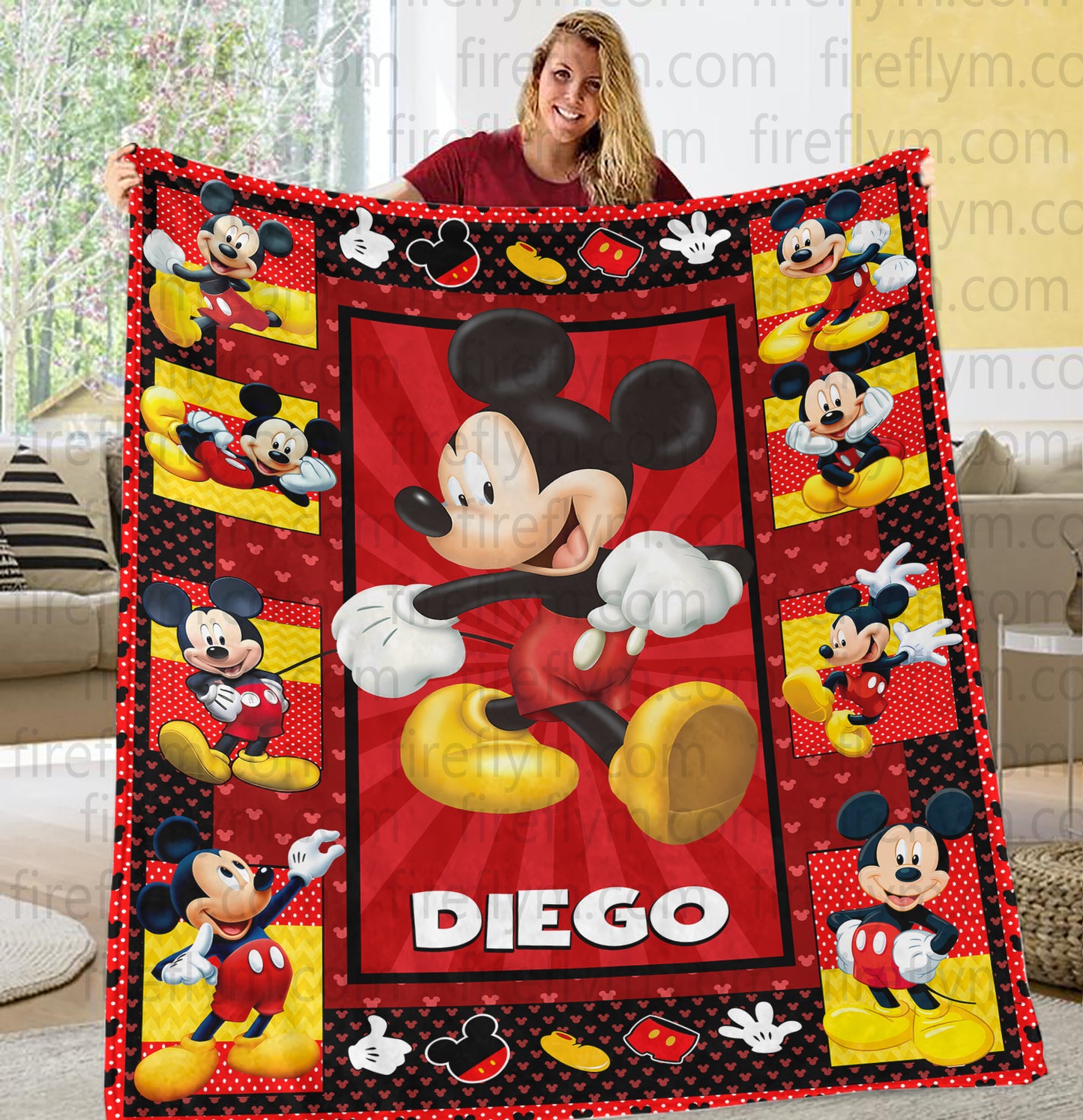 Personalized Blanket, Custom Name Disney Mickey Mouse Blanket