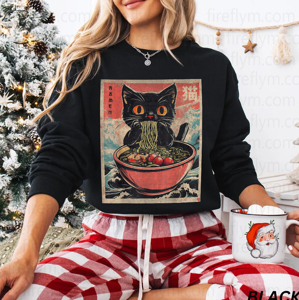 Ramen-Loving Cat Tee – Funny Kawaii Anime Japanese Style