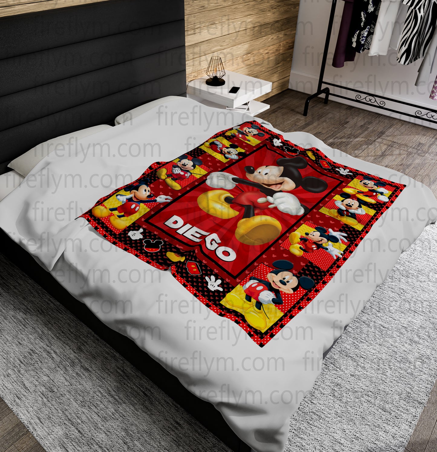 Personalized Blanket, Custom Name Disney Mickey Mouse Blanket