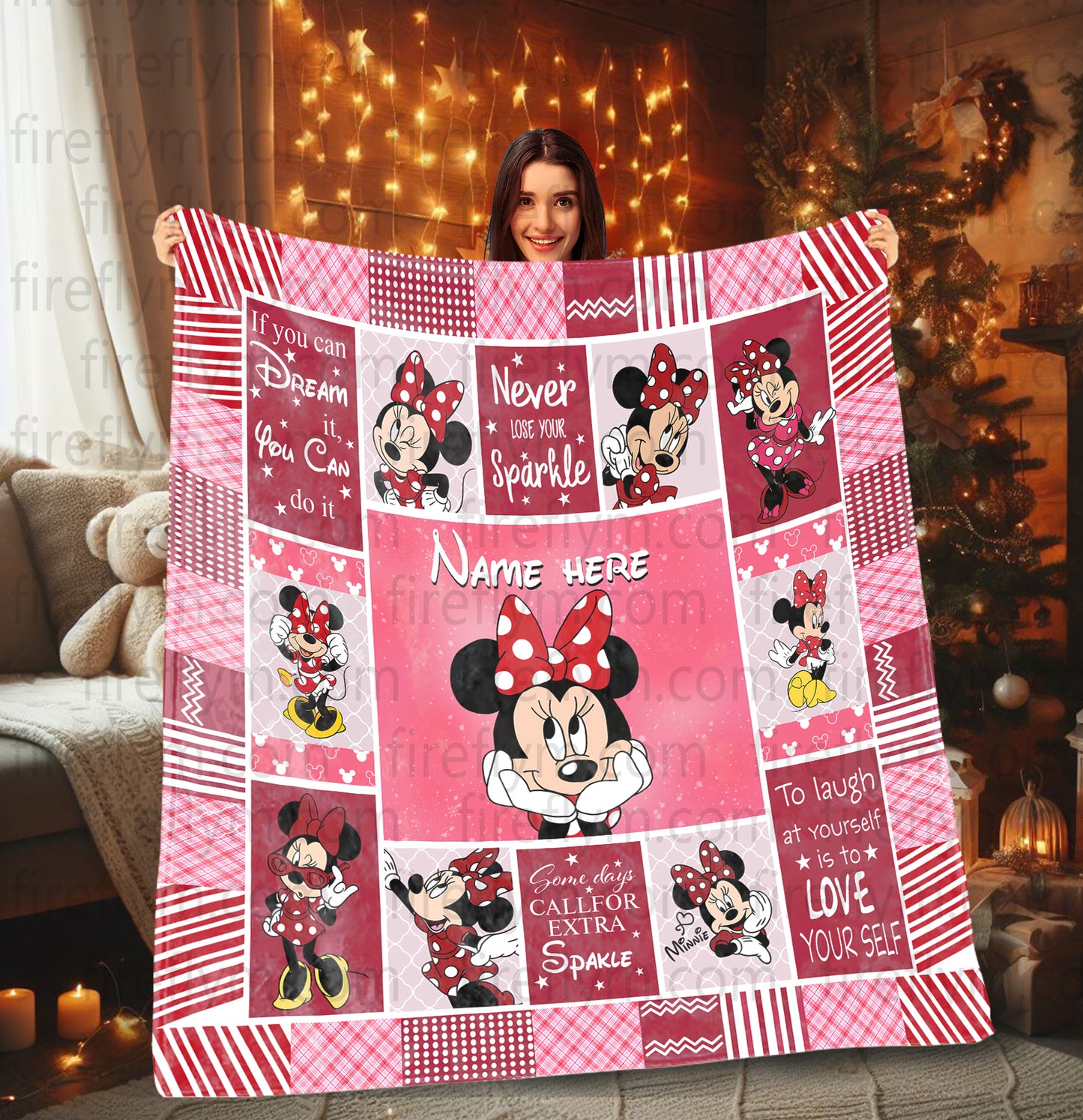 Personalized Disney Minnie Mouse Blanket