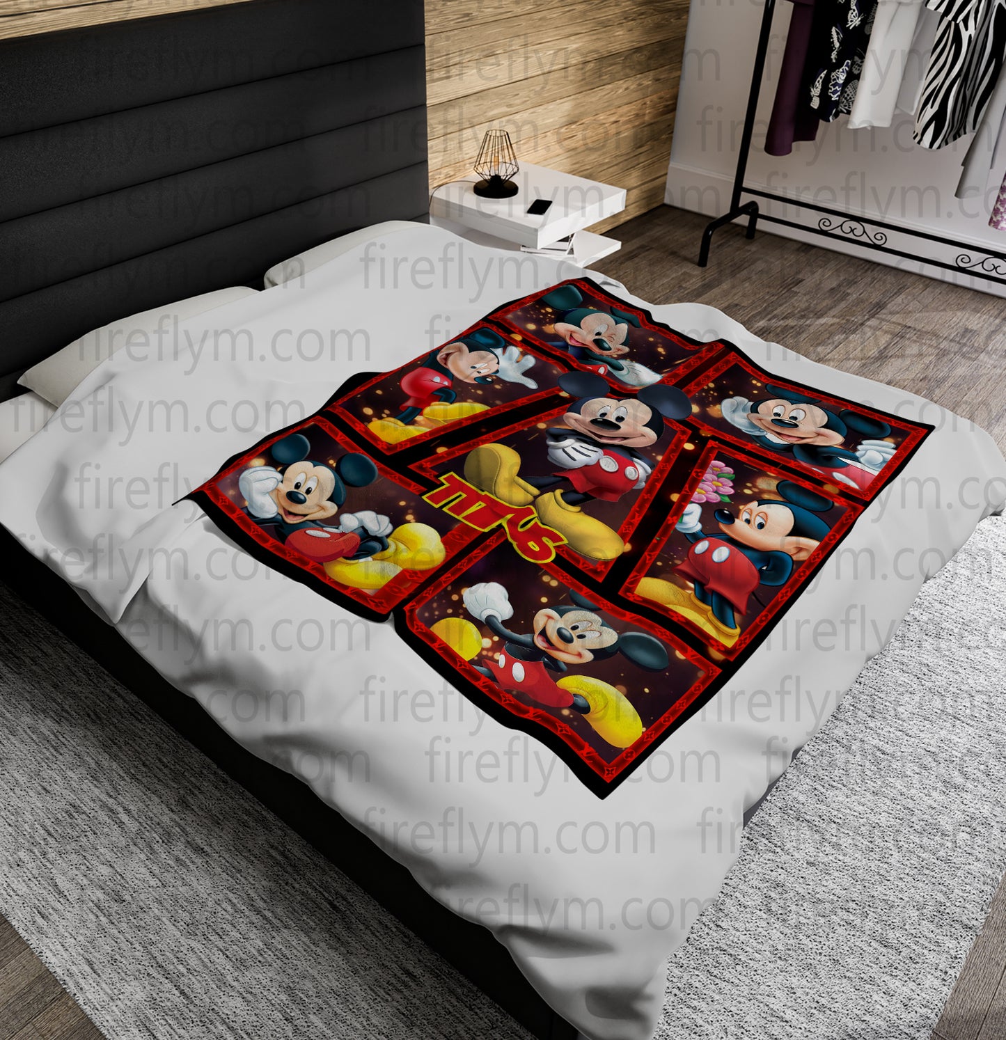 Personalized Custom Name Disney LOVE Mickey Mouse Blanket