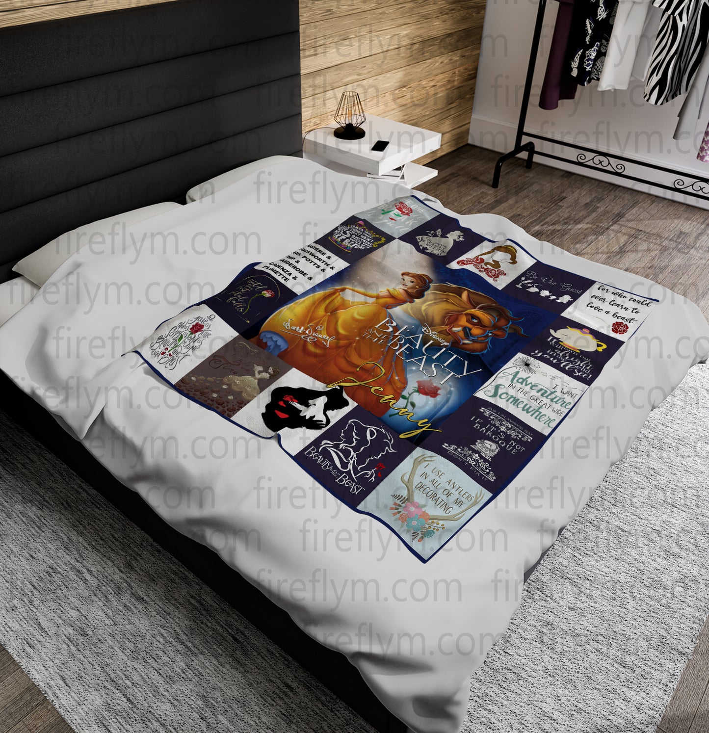 Personalized Disney Beauty And The Beast Blanket