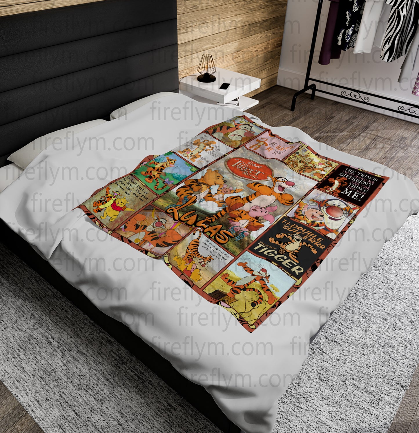 Personalized Cute Tigger and Friends Fleece Blanket, Winnie the Pooh Disney Sofa Blanket