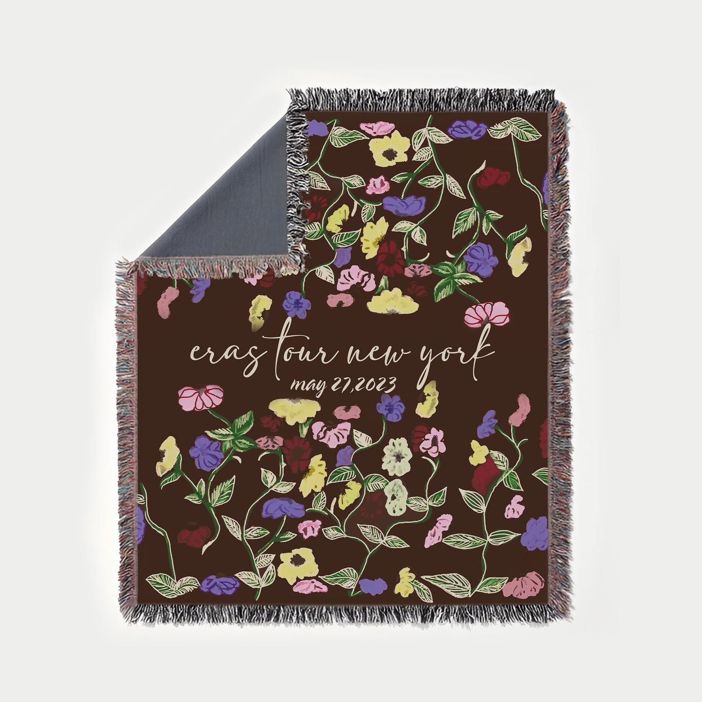 Personalized Painted Piano Floral Woven Blanket, Fan Gift Woven Blanket, Hippie Floral Blanket