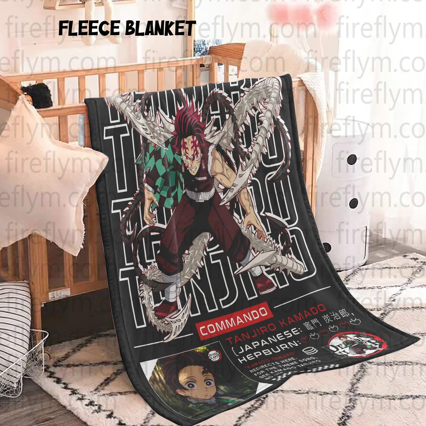 Demon Slayer Tapestry Throw, Anime Hand Woven Cozy Blanket | Anime Tapestry Throw, Anime Woven Blanket, Fan Gift Fleece Blanket