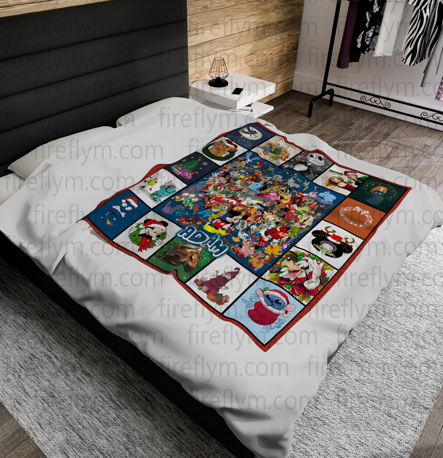 Personalized Disney Christmas Quilt Fleece Blanket