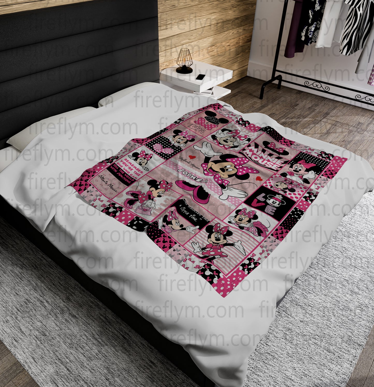 Personalized Disney Mickey Minnie Throw Blanket All Season Light Weight Blanket