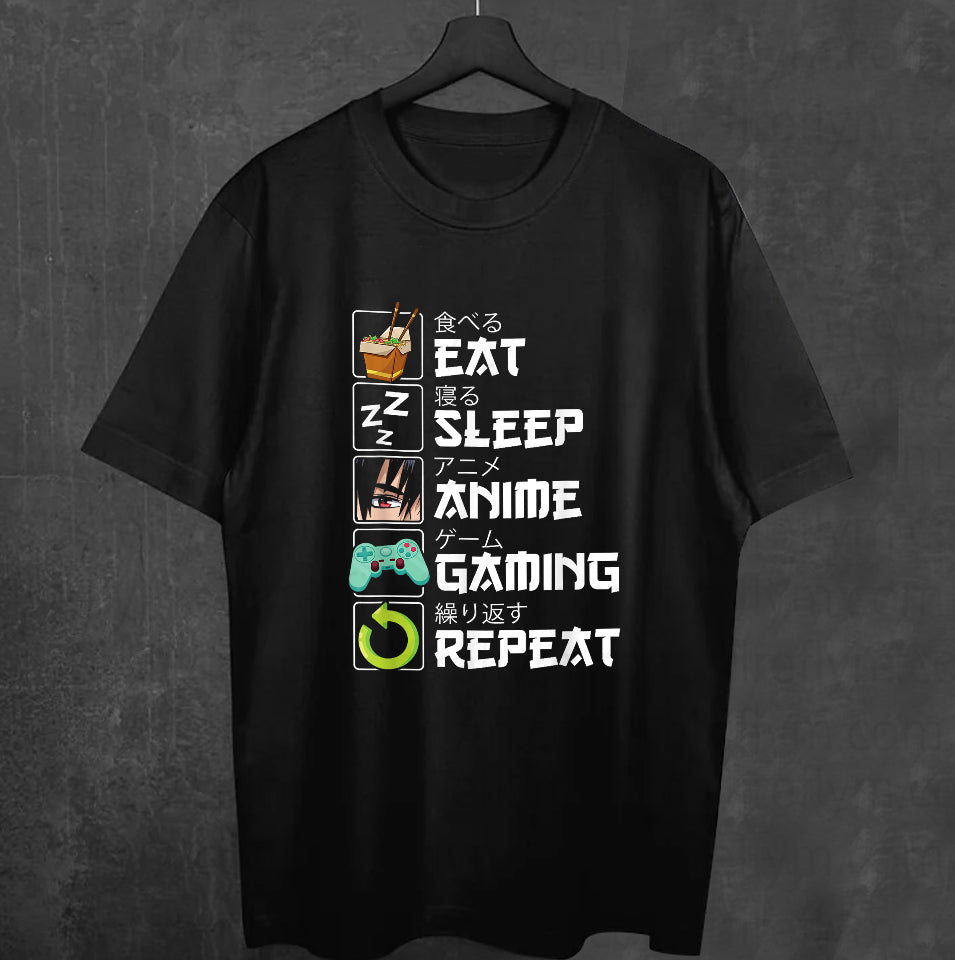 Eat Sleep Anime Gaming Repeat – Kawaii Otaku Manga Tee