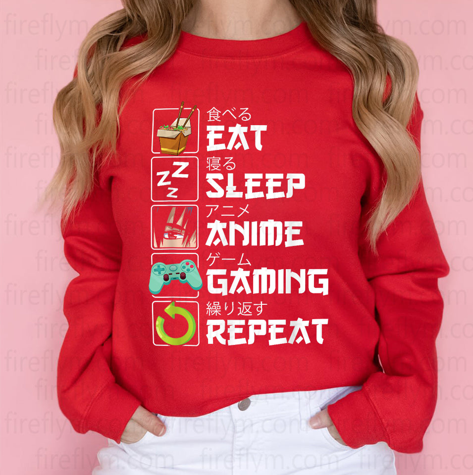 Eat Sleep Anime Gaming Repeat – Kawaii Otaku Manga Tee