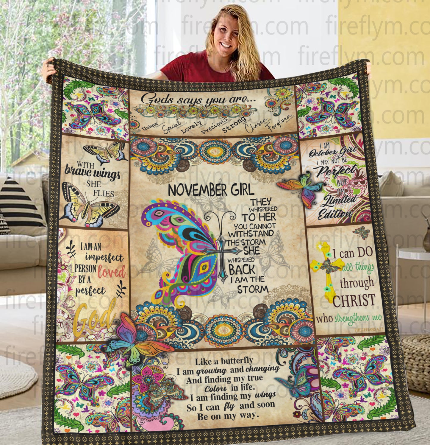 Personalized November Girl Blanket Gift