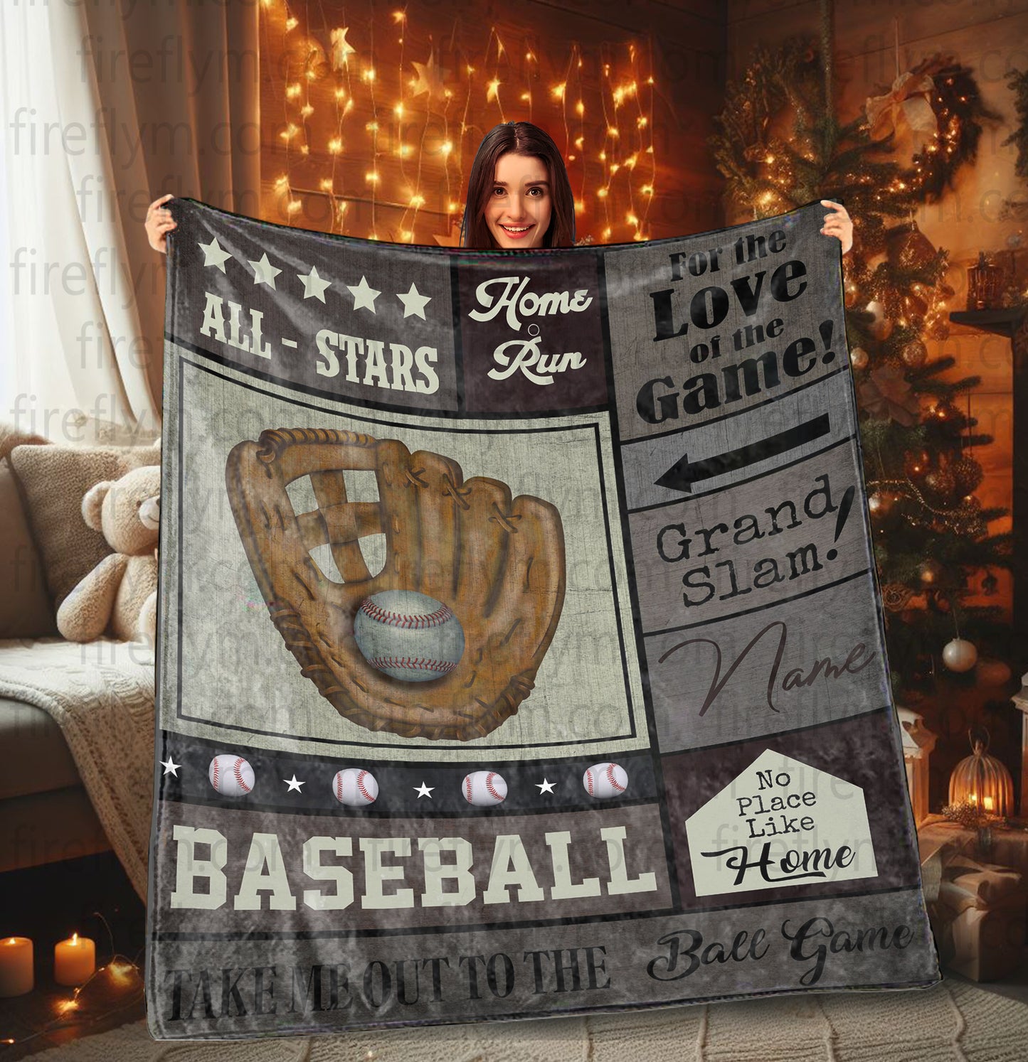 Personalized Baseball Fleece Blanket Great Customized Blanket Gifts For Birthday Christmas