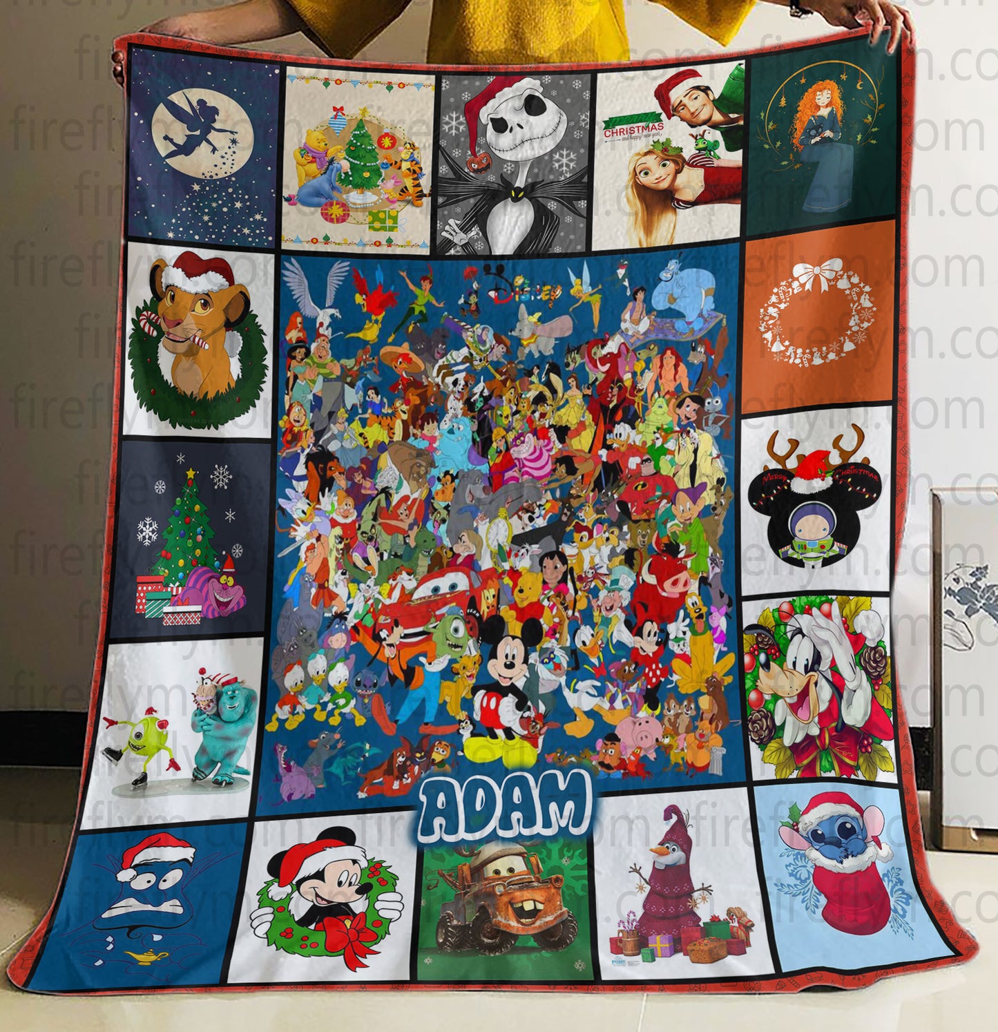 Personalized Disney Christmas Quilt Fleece Blanket