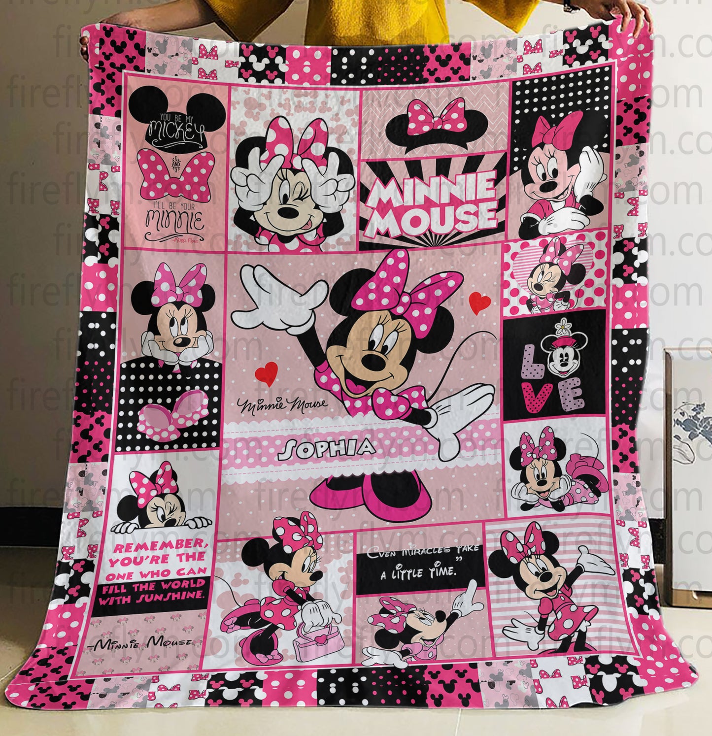 Personalized Disney Mickey Minnie Throw Blanket All Season Light Weight Blanket