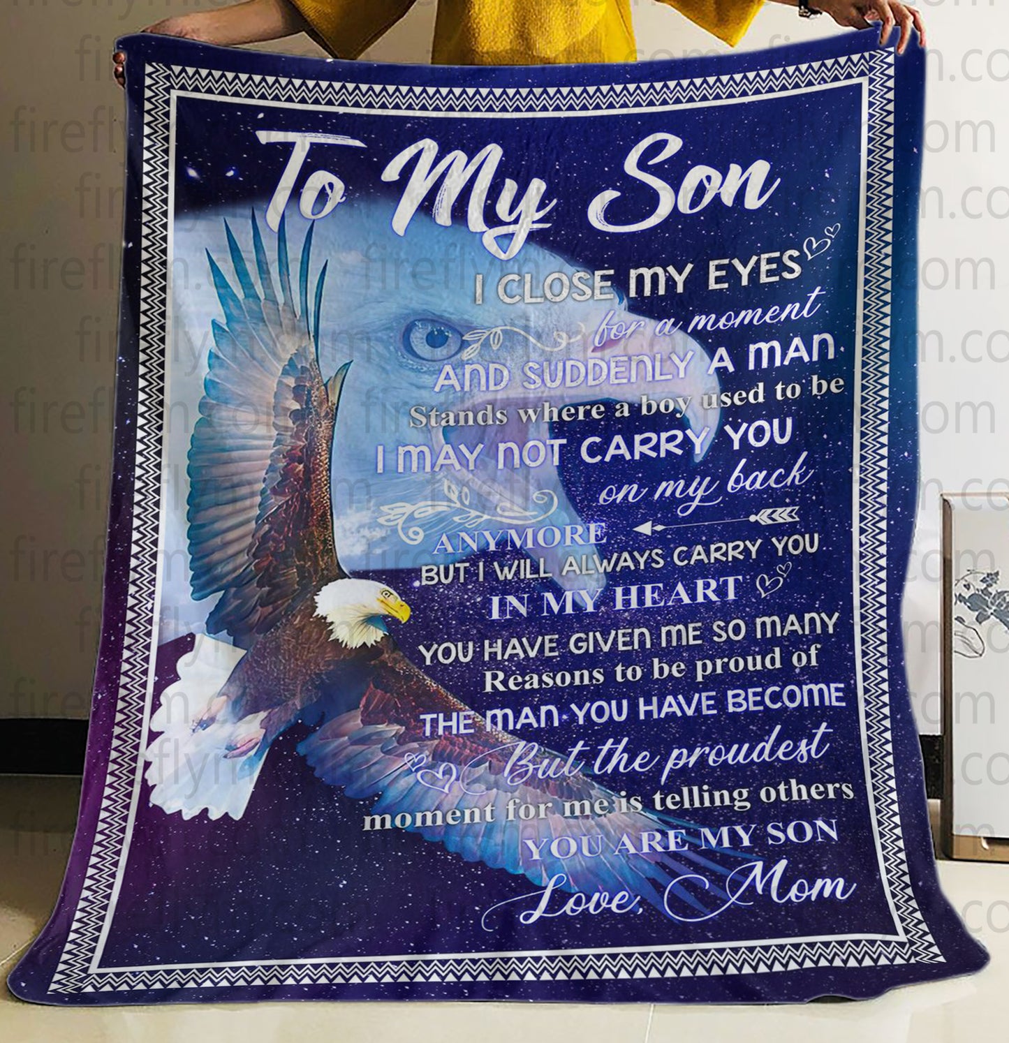 Personalized Eagle to My Son Fleece Blanket