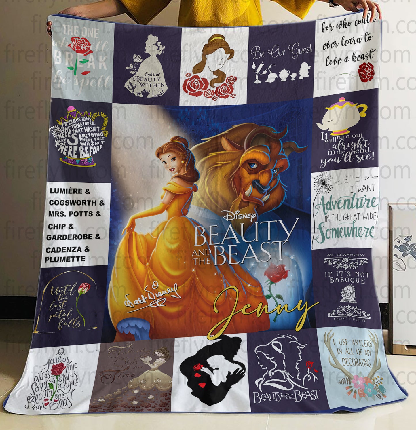 Personalized Disney Beauty And The Beast Blanket