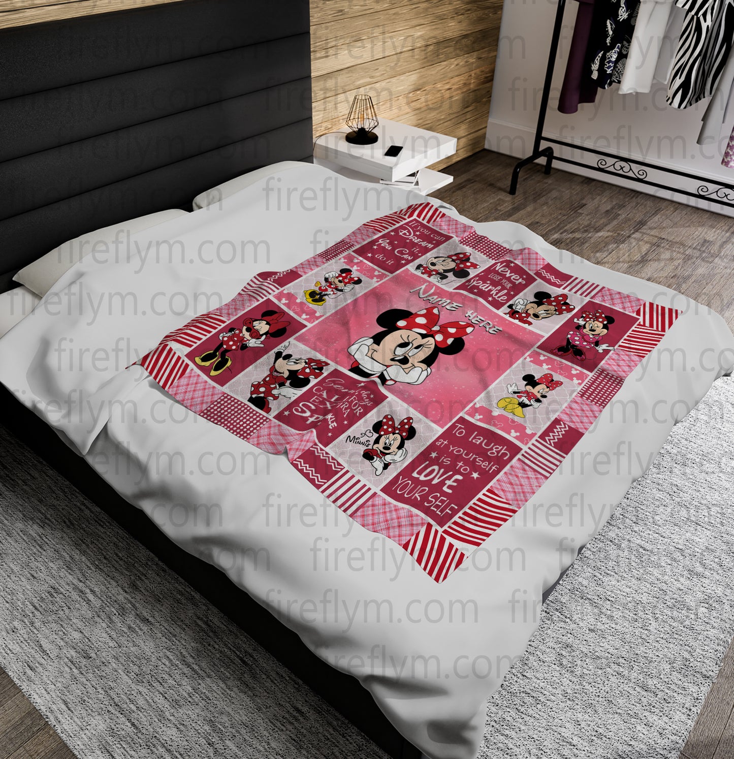 Personalized Disney Minnie Mouse Blanket