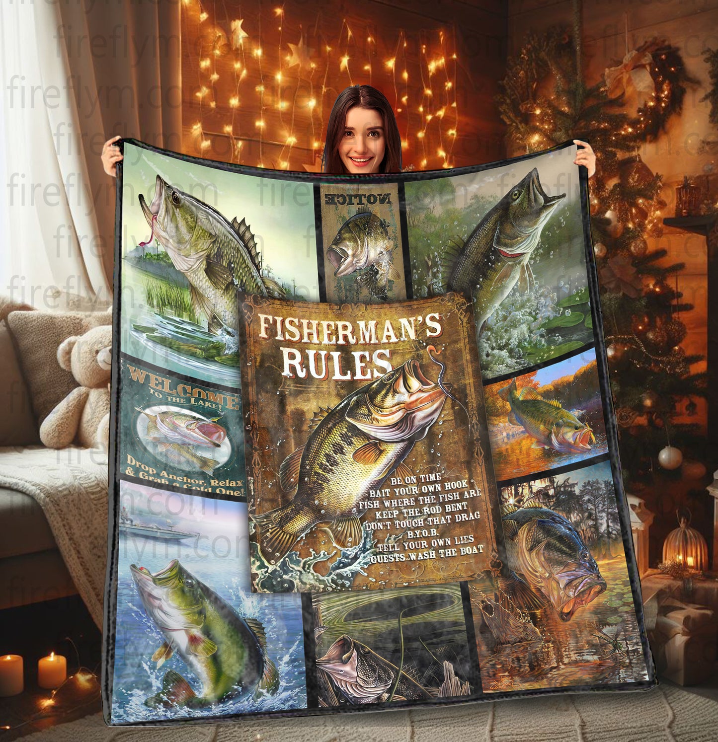 Personalized Bass Fishing Blanket