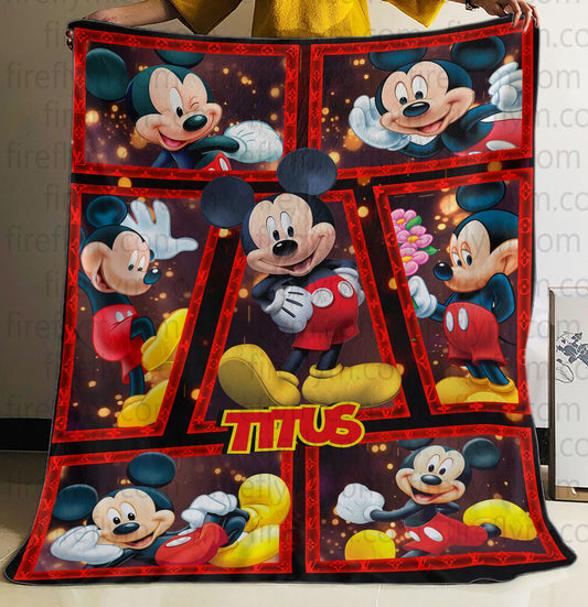 Personalized Custom Name Disney LOVE Mickey Mouse Blanket